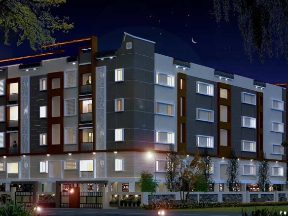 Night View of Bluebells Elevation by Markon Homes