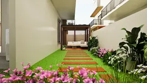 Private backyard garden at Sportz Valley villas