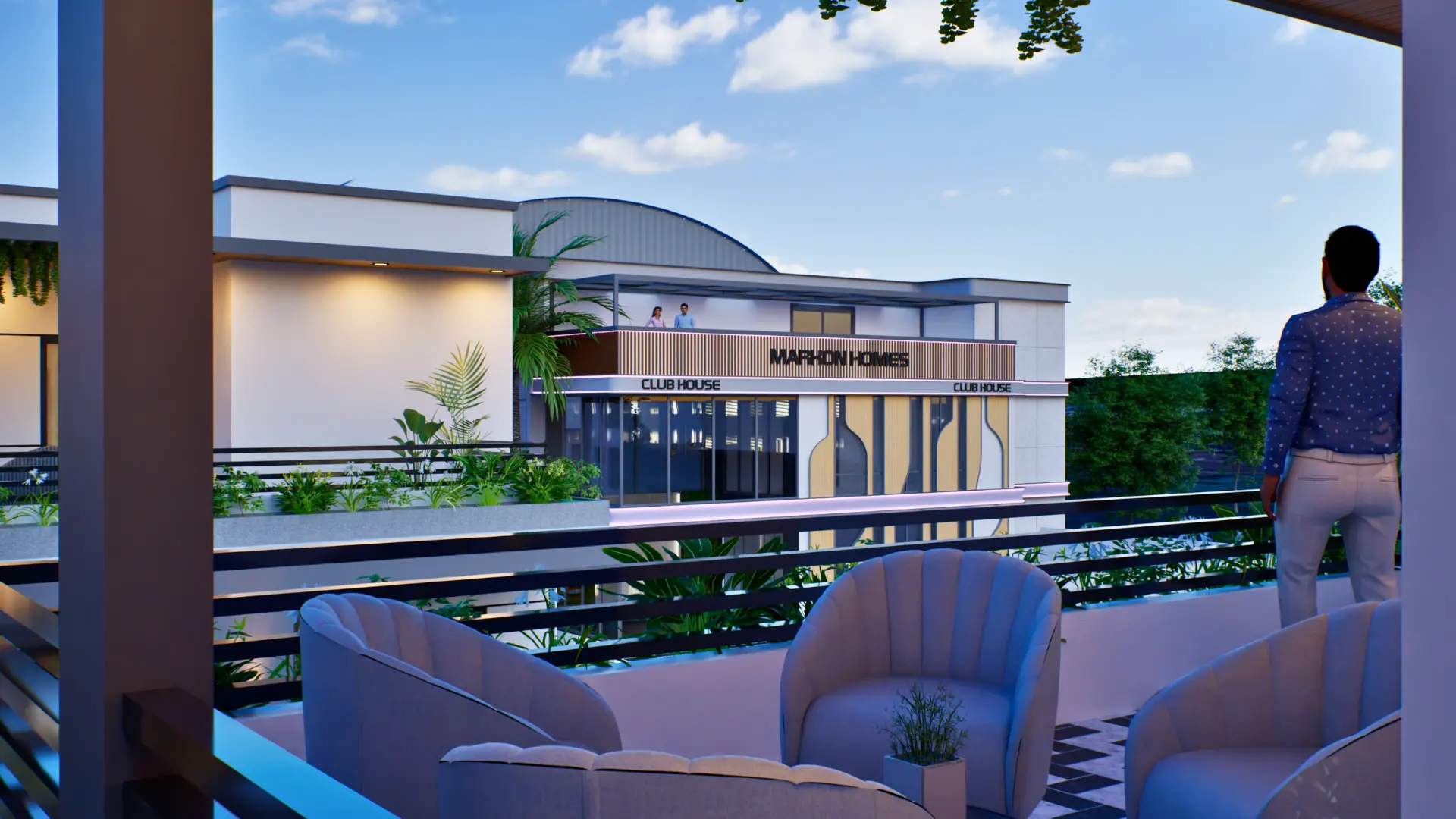 Clubhouse view from a villa balcony at Sportz Valley Sarjapur