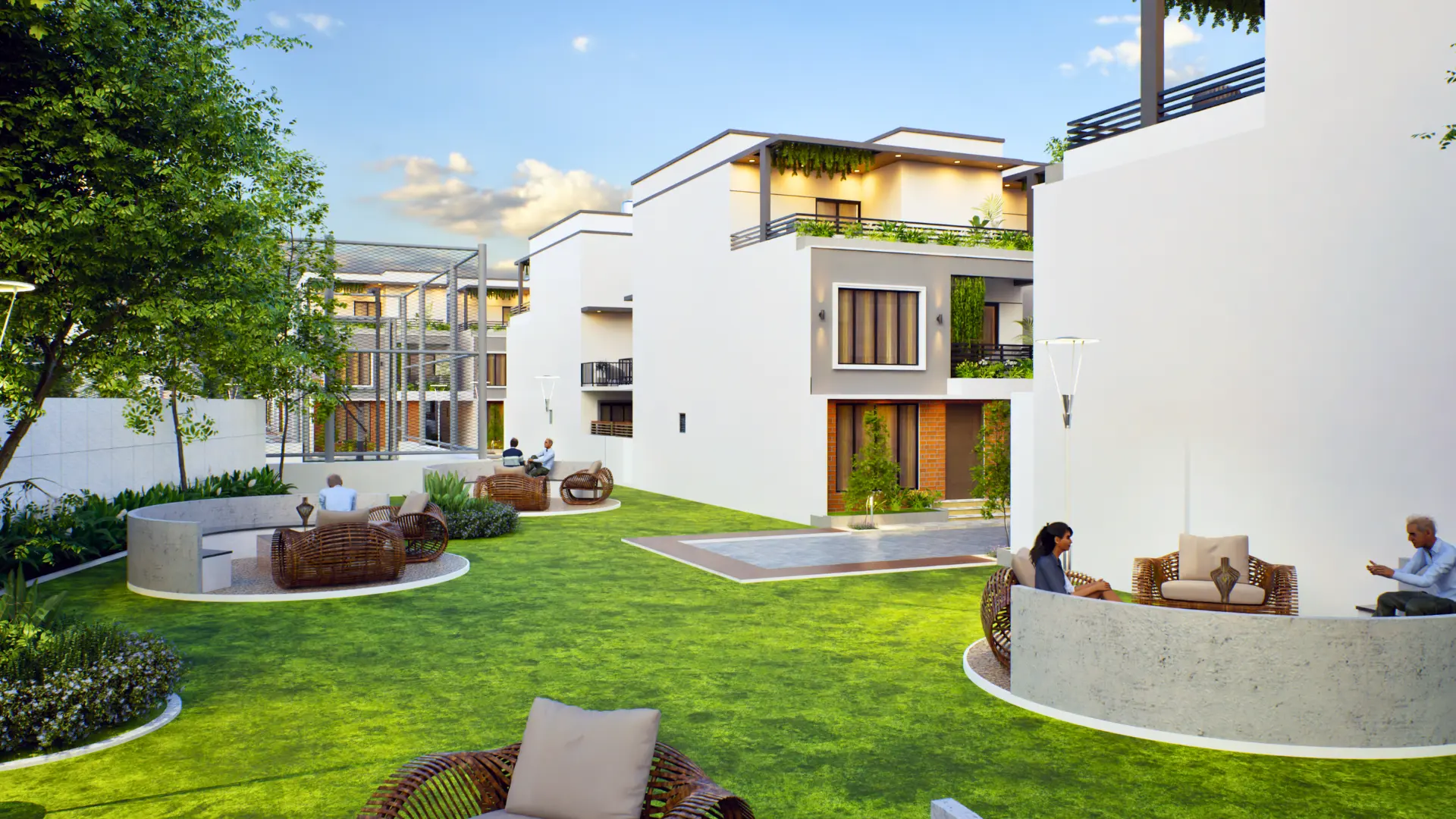 Outdoor lounge and park seating at Sportz Valley Sarjapur